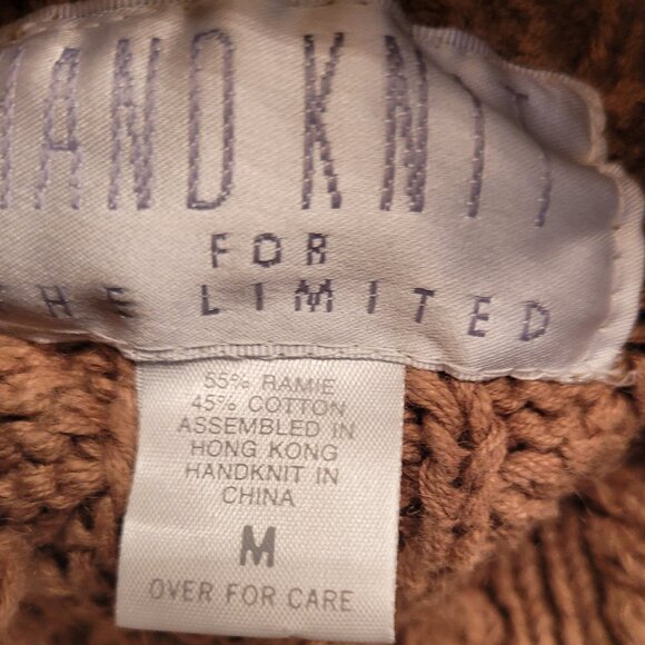 Women’s Handknit Sweater For The Limited Brown Turtleneck Pullover Long Sleeve M - Picture 4 of 5